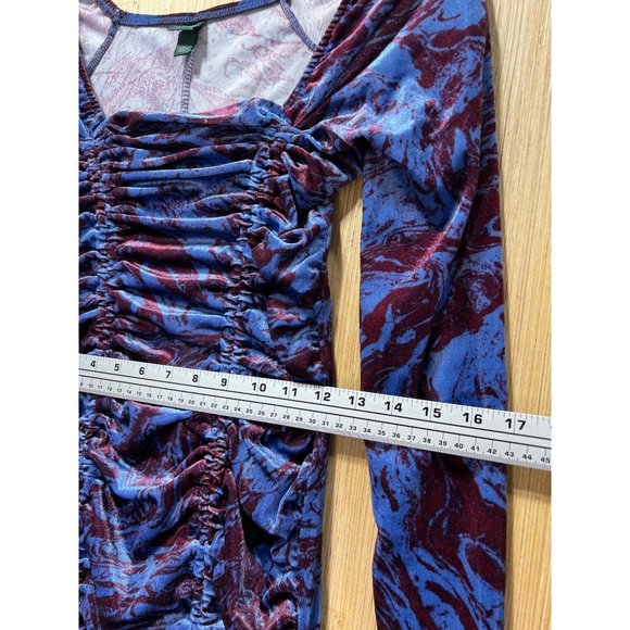 Wild Fable - Women's Long Sleeve Ruched Velvet Bodycon Dress - Blue - Small - Picture 6 of 16